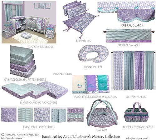 Bacati - Paisley Kids Storage (Storage Toy Chest 24.5 x 15 x 14 Inches, Lilac/Purple/Aqua)