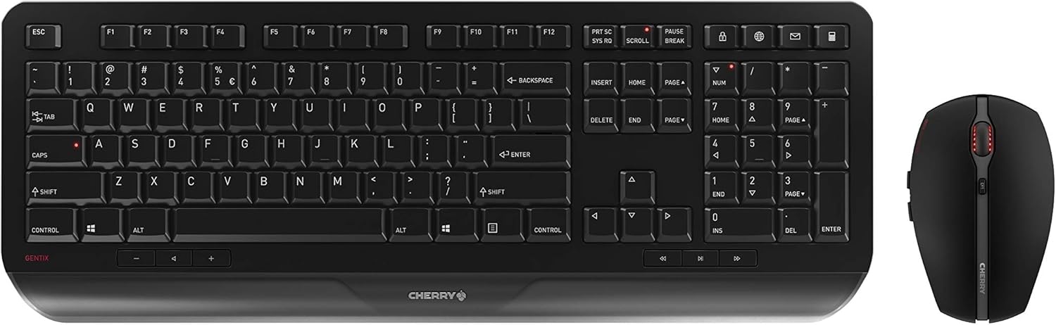 Cherry GENTIX Desktop Keyboard and Mouse Combo, EU Layout, Black Pack of 2