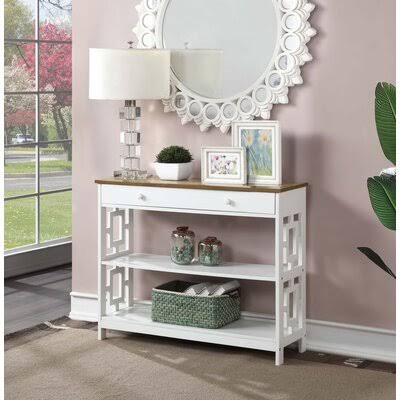 Larissa 39.5x22 Console Table Beachcrest Home Color: Driftwood Top/White Base