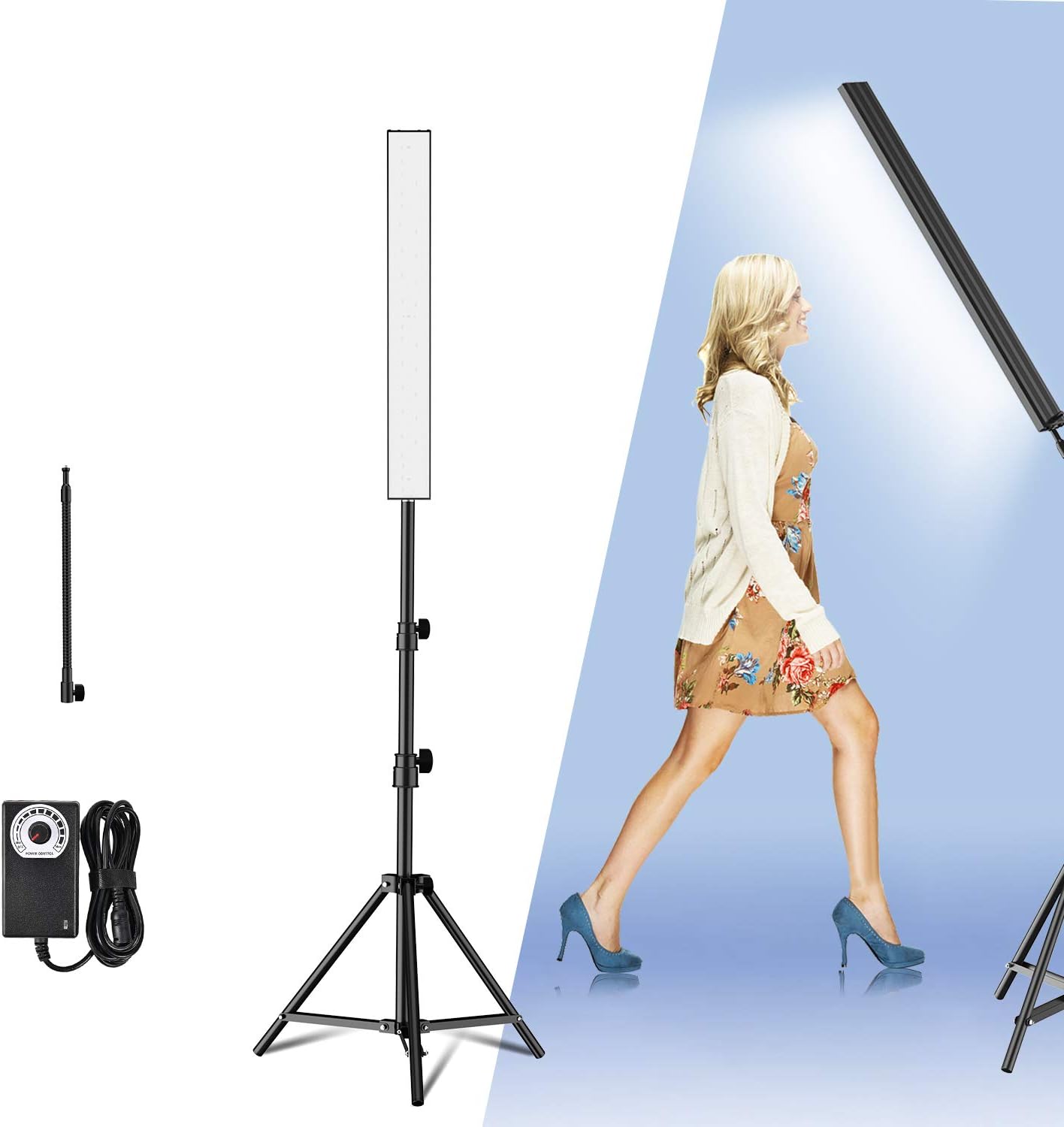 Yesker LED Video Lighting Adjustable Photography Studio Light Kit Dimmable Color 5500K Brightness with Tripod Stand for Camera Video YouTube Product Portrait Live Stream Shooting (1 Packs Only)
