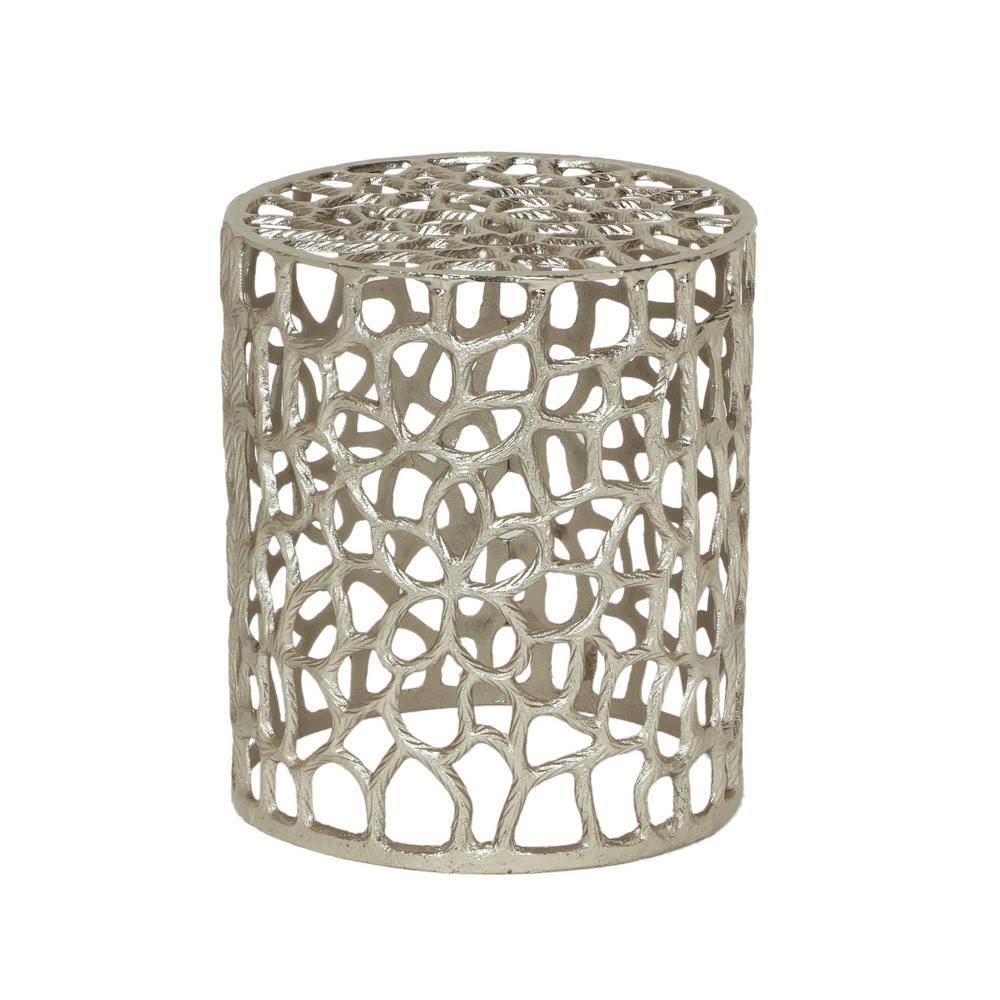Noble House Doyers Modern Iron Mesh Accent Table in Nickel Antique
