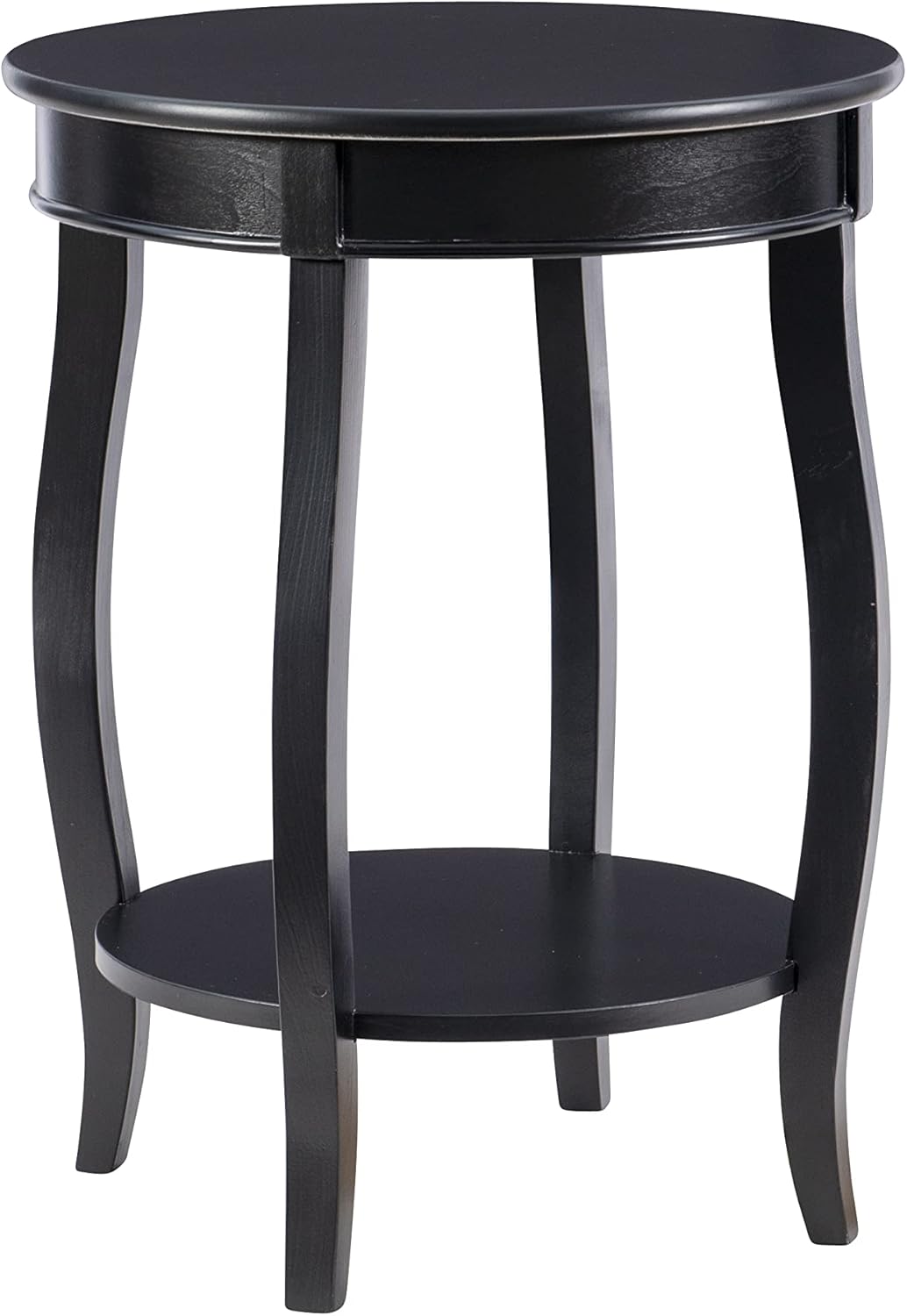 Powell Furniture Round Table with Shelf, Black