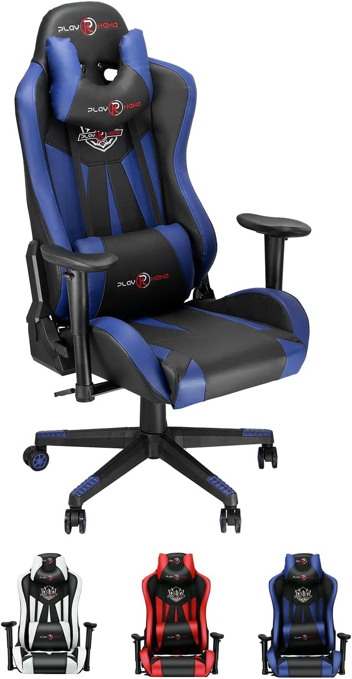 Dvenger Video Game Chairs, Ergonomic Office Chairs, Leather Reclining High Back Computer Office Chair Swivel with Lumbar Support and Headrest Comfortable Gaming Chairs for Adults Gamer Teens, Green