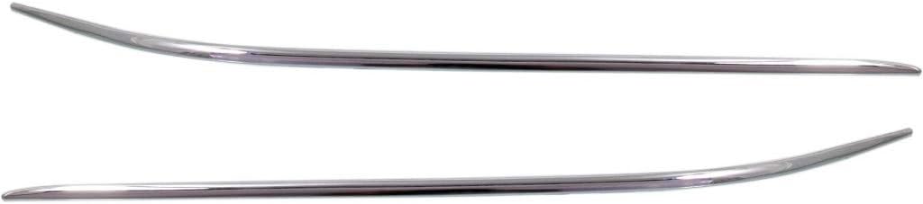 For Mercedes-Benz CLK320 / CLK500 Bumper Trim 2003 2004 2005 Driver and Passenger Side Pair/Set | Front | Outer | Molding | Impact Strip | Chrome | MB1046112 + MB1047112 | 2098850321 + 2098850421