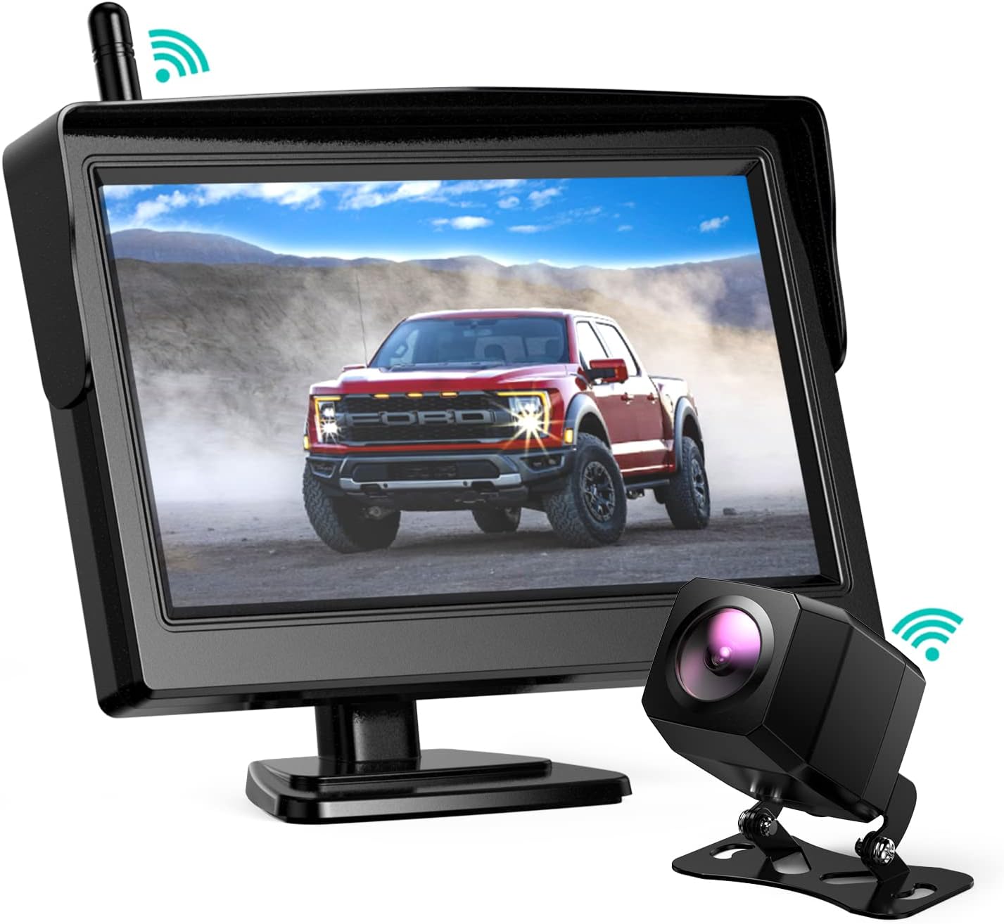 Nuoenx Wireless Backup Camera, 4.3 Inch Monitor Rear View Camera System for Cars, Trucks, RV, Trailers, 2 Mounting Brackets, IP69 Waterproof 152&deg; View Camera, Stable Wireless Signal, Easy Installation
