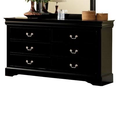 Alcott Hill Whispering Pines 6 Drawer Double Dresser, Black