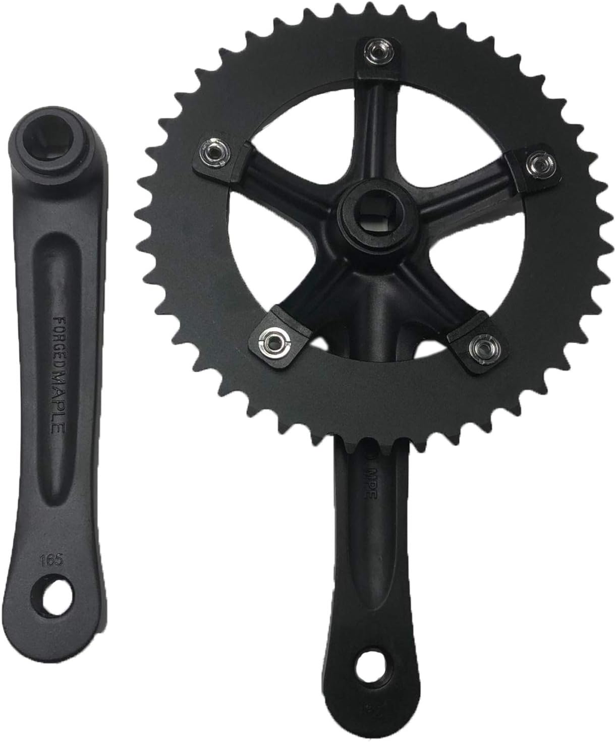 CDHPOWER Single Speed Crankset 44T 165mm Crankarms 130 BCD Crankset for Mountain Road Bike Fixed Gear Bicycle(Square Taper, Black) (44T, Sprocket) Pack of 2