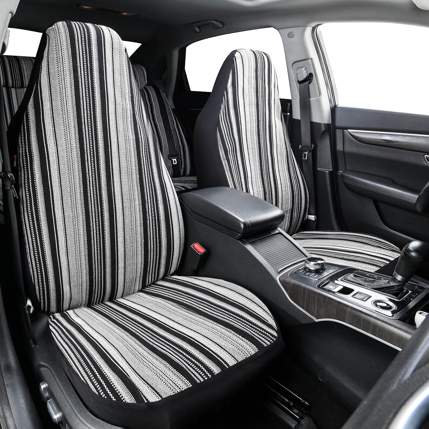 CAR PASS Pretty Ethnic Style Universal fit Full Set car seat Covers, Airbag Compatible,fit for Most of suvs,sedans,Trucks,sedans (Full Set, Back and Gray)