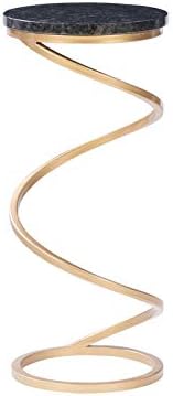 Powell Atlee Spiral Metal and Granite Drink Table in Black and Gold