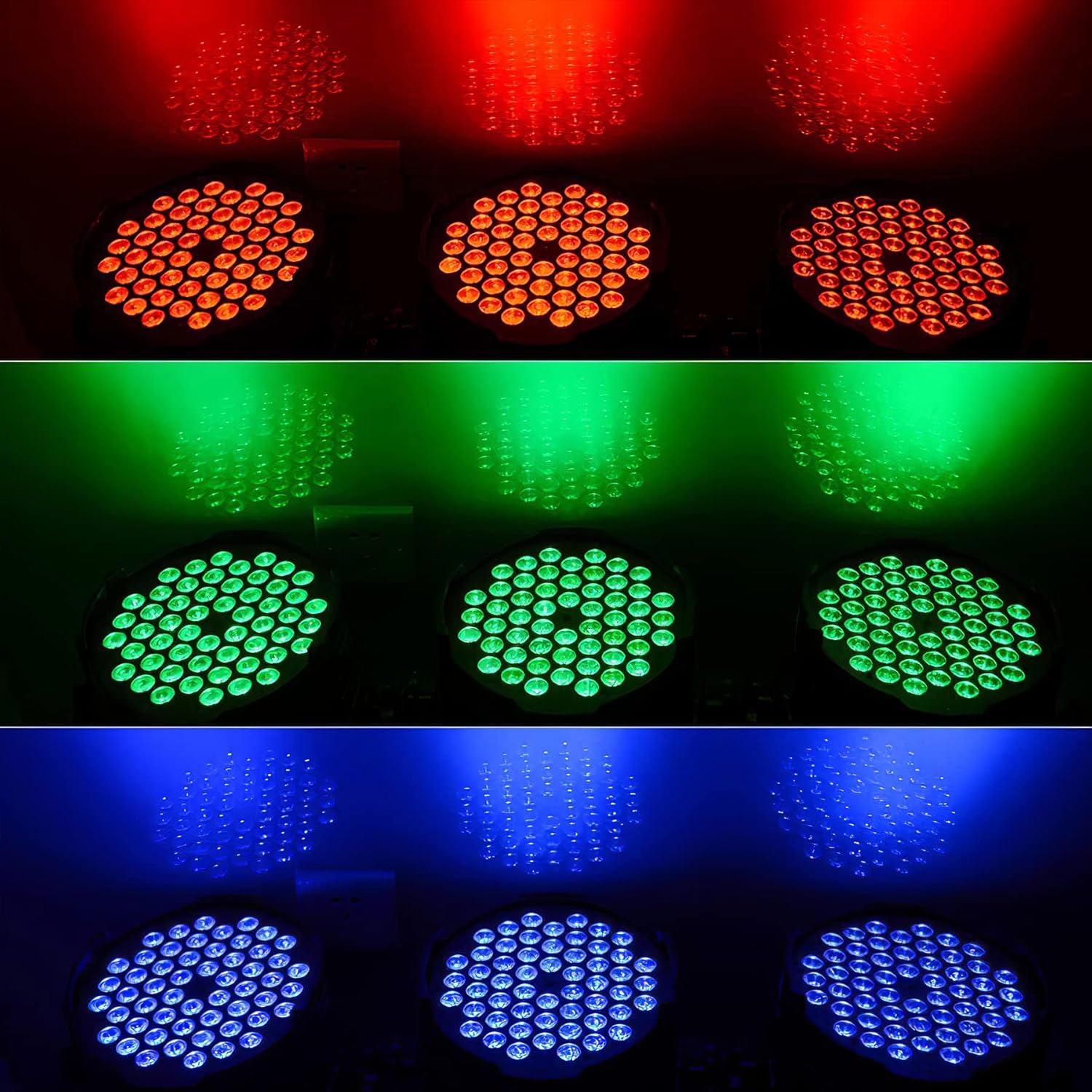 SevenStars DJ Lights, 54X3W LED Par Light RGB Stage Lights DMX DJ Disco Lights Sound Activated, Party Lights Wash Light for Church, Party, Wedding, Club, Stage Show (4)