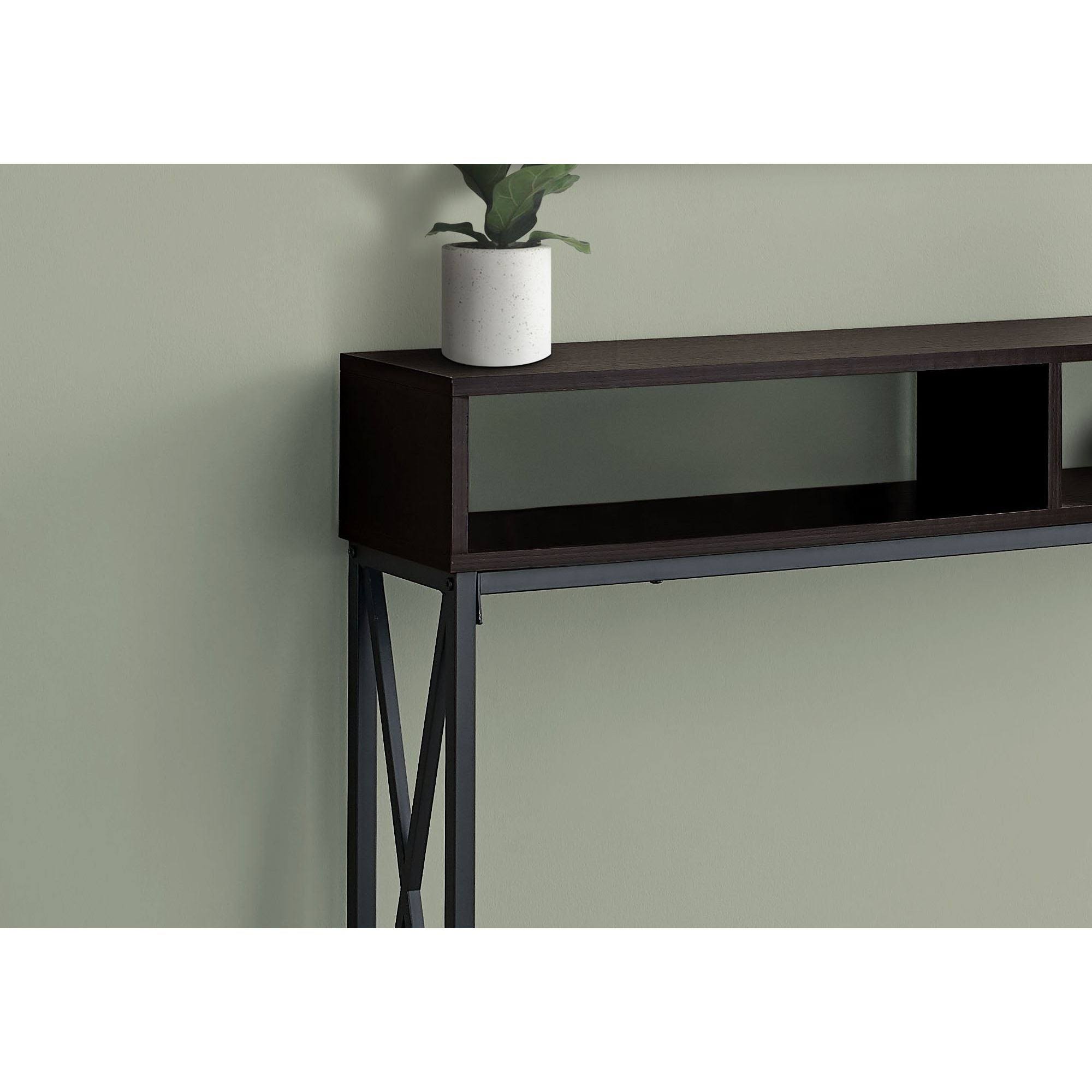 47.25x22 Espresso Brown and Black Contemporary Rectangular Console Table