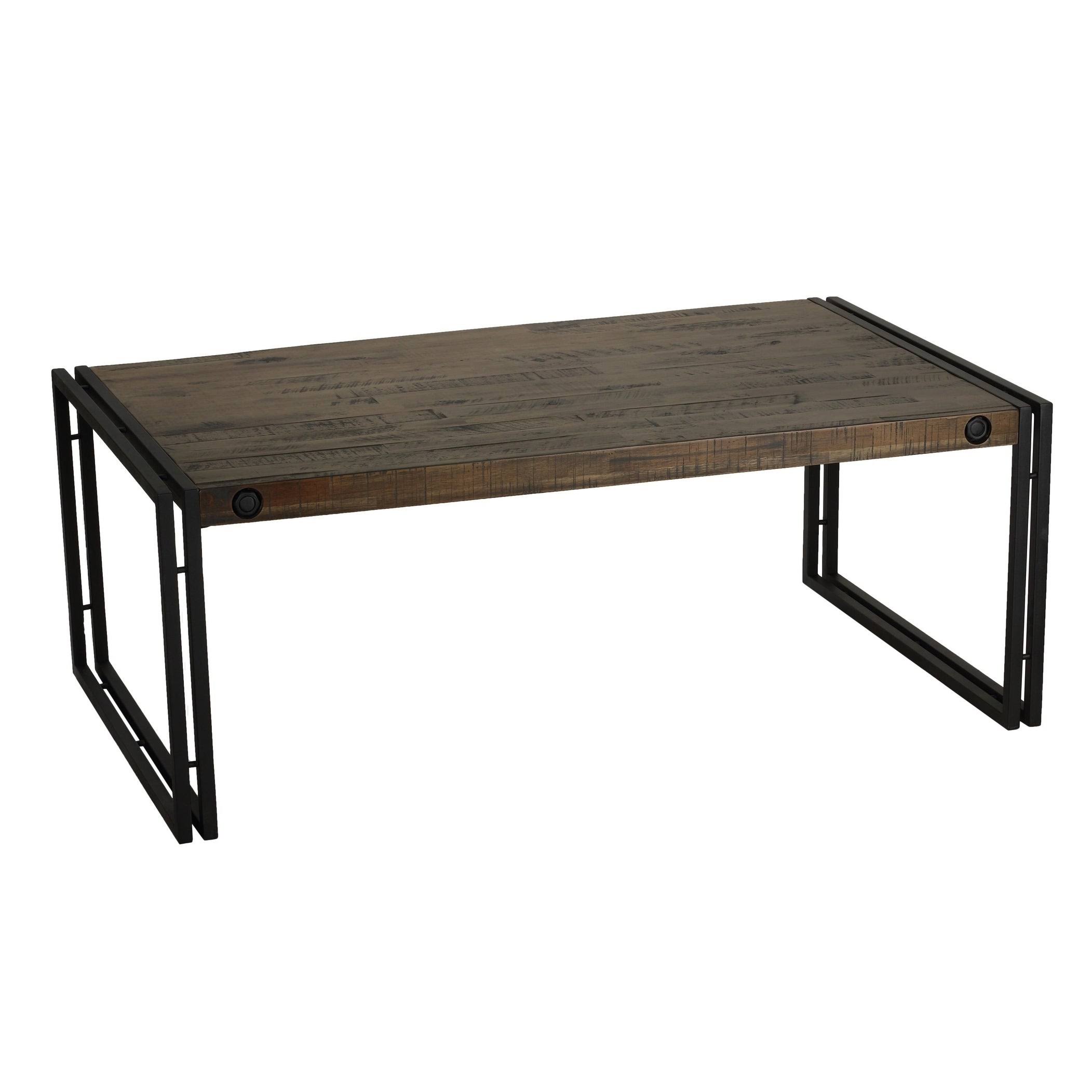 Cortesi Home Penni Black/Grey Solid Wood/Metal Coffee Table