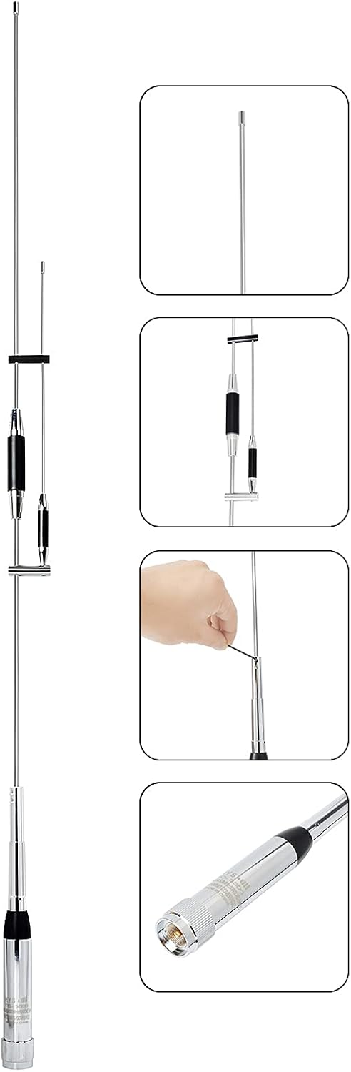 UAYESOK Tri-Band Mobile Antenna TC-3500 100W VHF/UHF 144/245/430Mhz High Gain Antenna PL-259 Plug for Vehicel Truck SUV Ham 2 Way Radio Mobile Transceiver Pack of 2