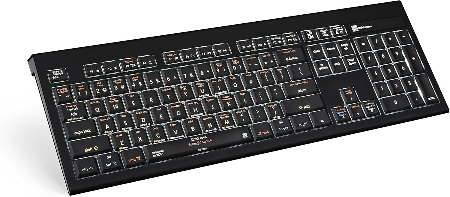Logickeyboard Keyboard Compatible with Mac Os 10.6 and Later Versions -Part Number- LKBU-OSX-AMBH-US