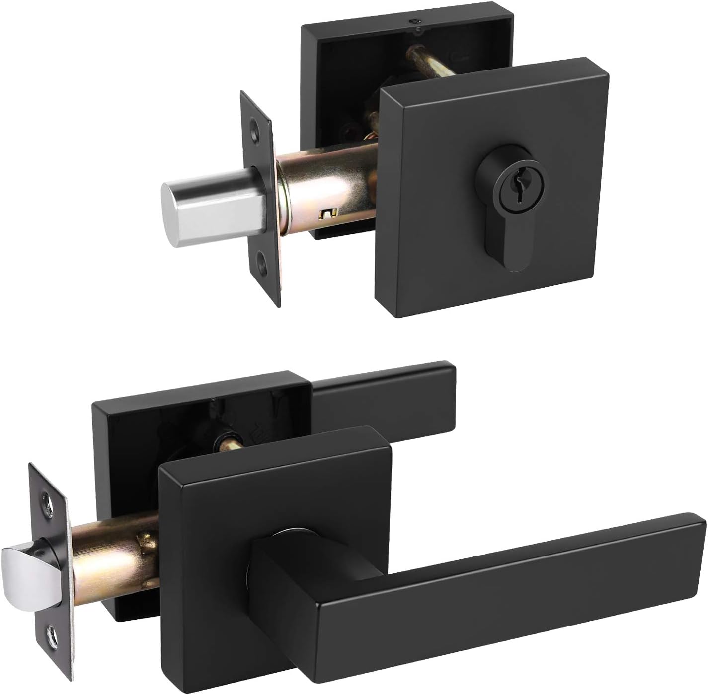 KNOBWELL 10 Pack Premium Matte Black Door Handle Passage Door Lever Heavy Duty Door Handle Set, Closet Door Handles for Left or Right Handing, Lever Door Handle 2.07 lb One Lever