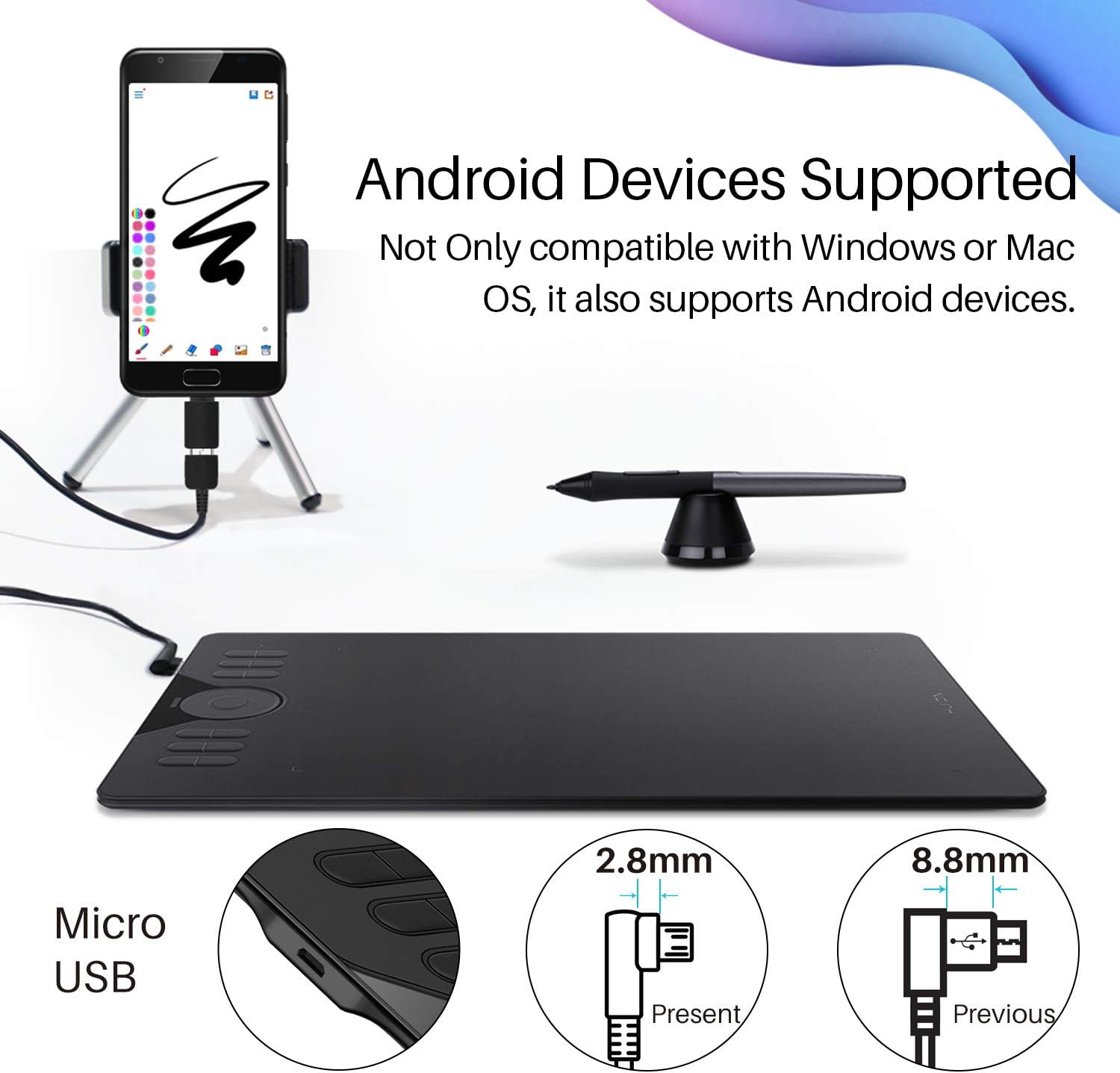 HUION HS610 Graphics Drawing Tablet Android Devices Supported Tilt Function Battery-Free Stylus with 8192 Pen Pressure Pack of 2