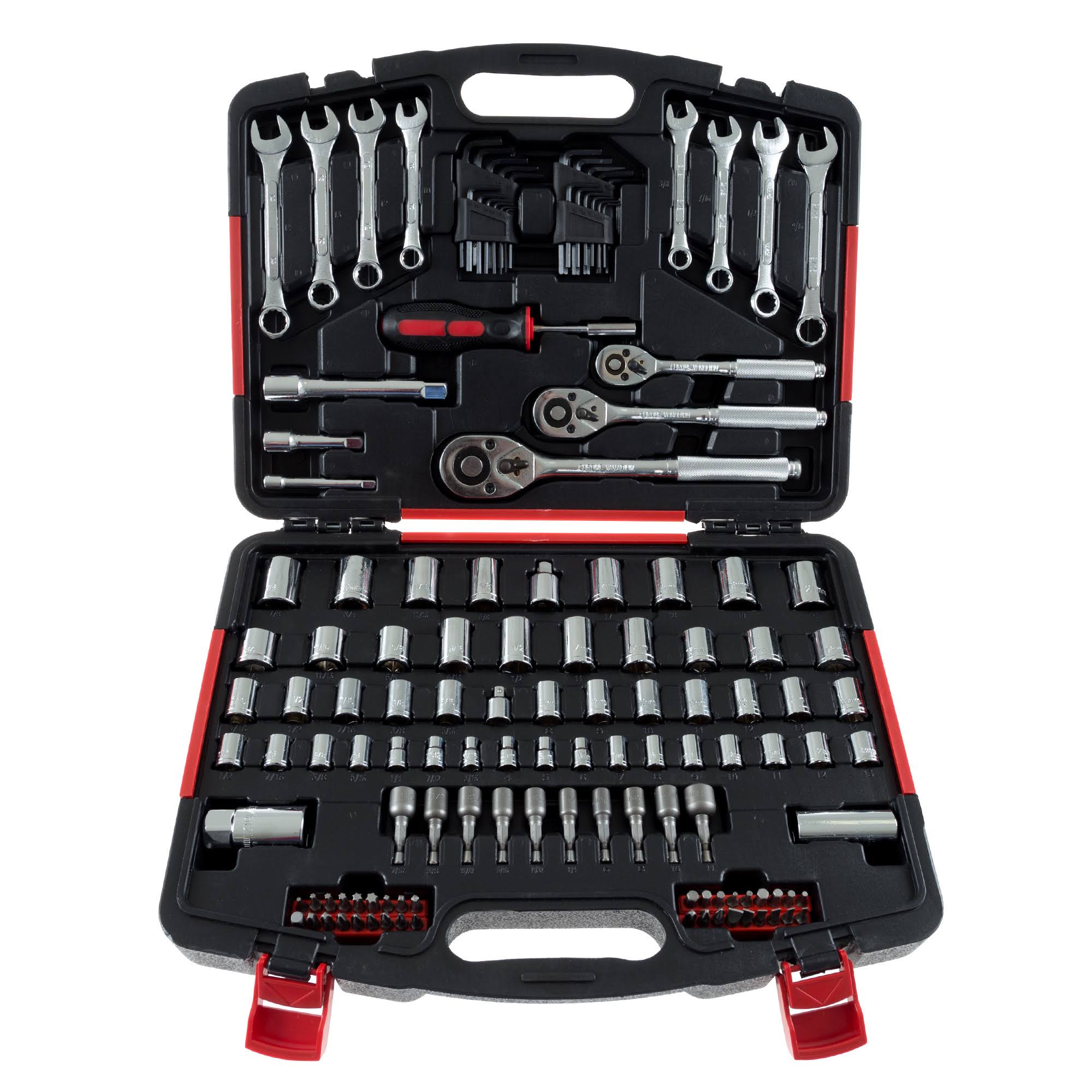 Stalwart 135-Piece Hand Tool Set Garage and Home, Black