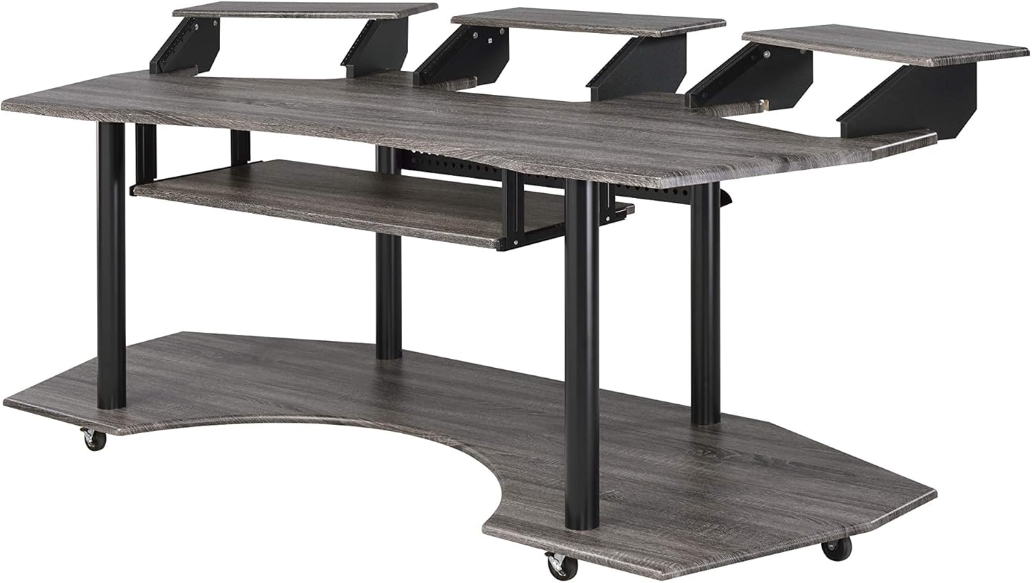 Acme Furniture Eleazar Music Recording Studio Desk, Black Oak
