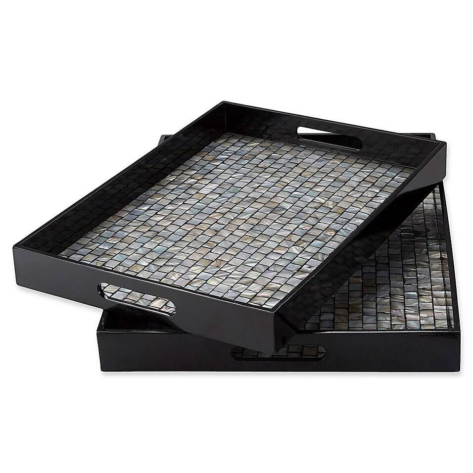 Cleez Decorative Tray Set, 2-Piece, Black