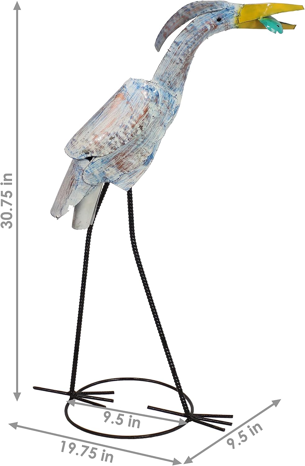 Sunnydaze Gilligan The Standing Crane Metal Statue Garden Art - Rustic Backyard Outdoor Sculpture, Lawn and Patio Decorative Figurine and Yard Accent - 30-Inch