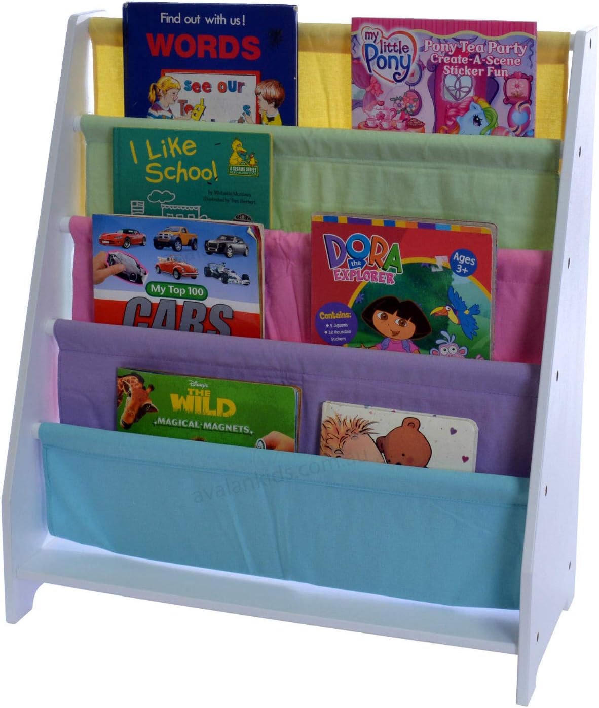 Xin Hai Yuan Wood Kids Book Shelf Sling Storage Rack Organizer Bookcase Display Holder 633070Cm, White