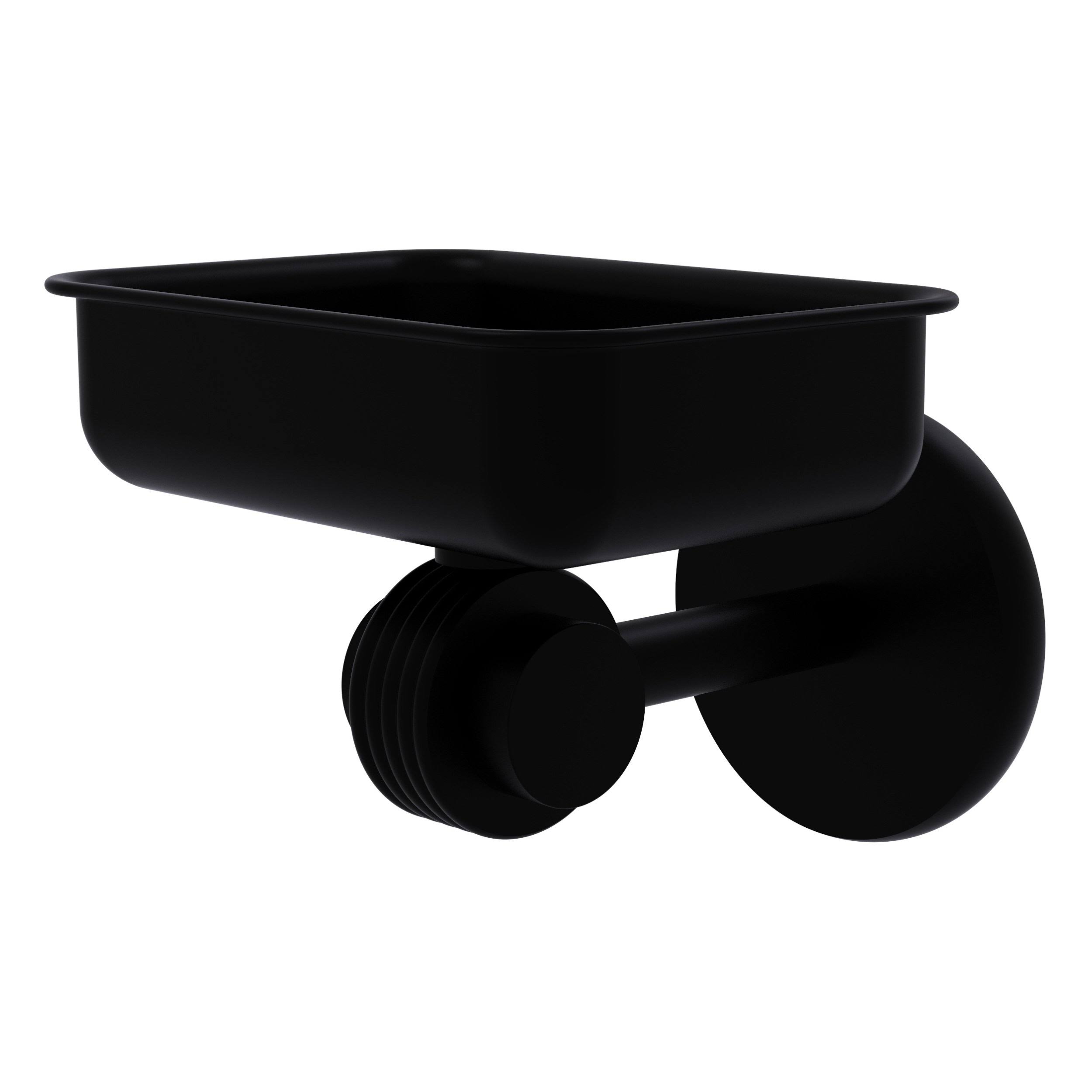 Allied Brass Satellite Orbit Two Collection Wall Mounted Soap Dish Groovy Accents Matte Black