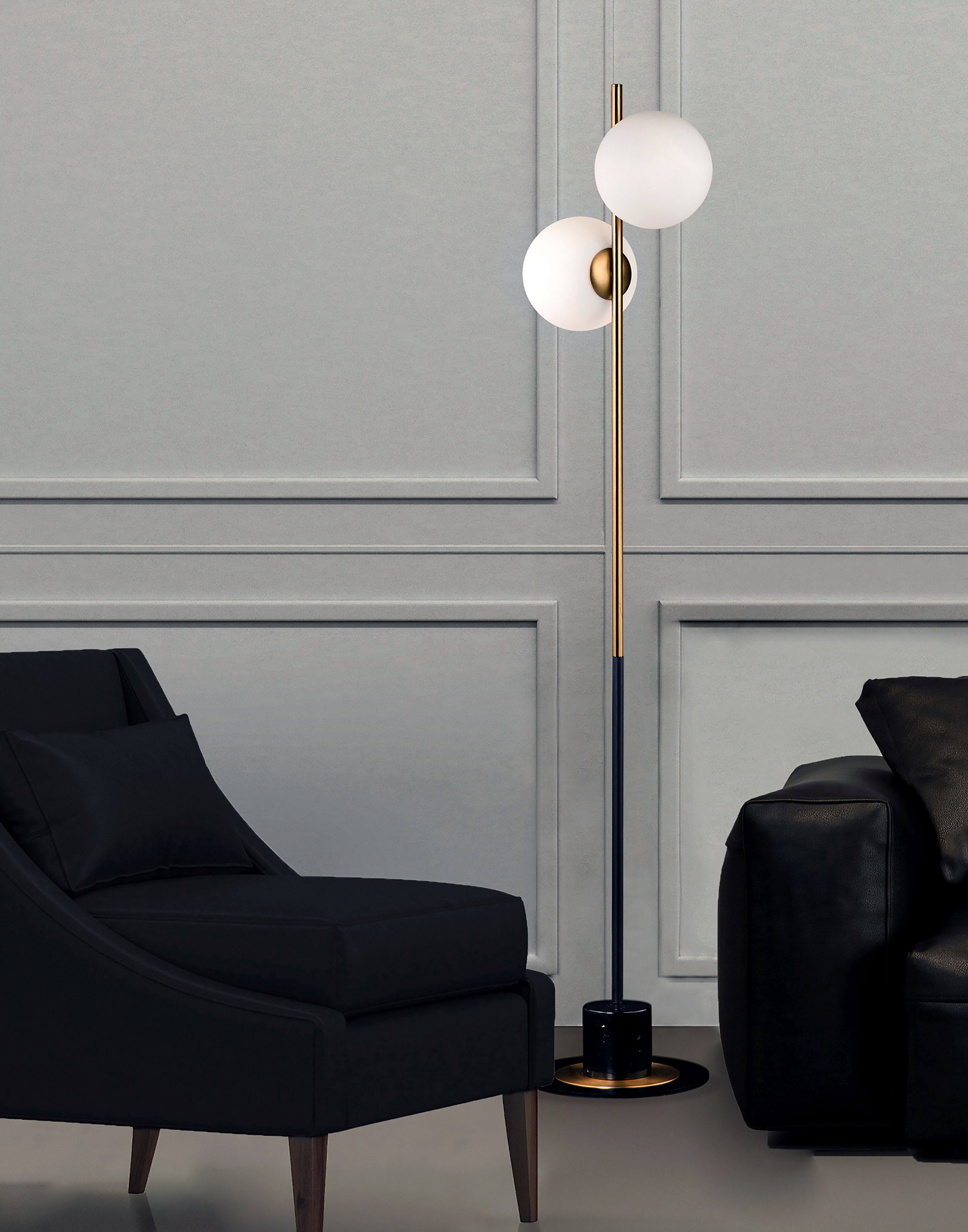Maxim Vesper Satin Brass Black Floor Lamp 26039SWSBRBK