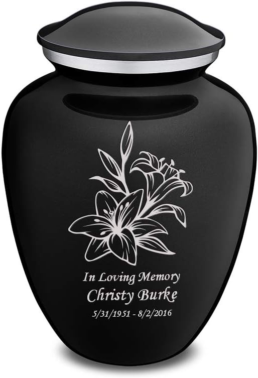 GetUrns Medium Embrace Lily Cremation Urn with Custom Engraving (Purple)