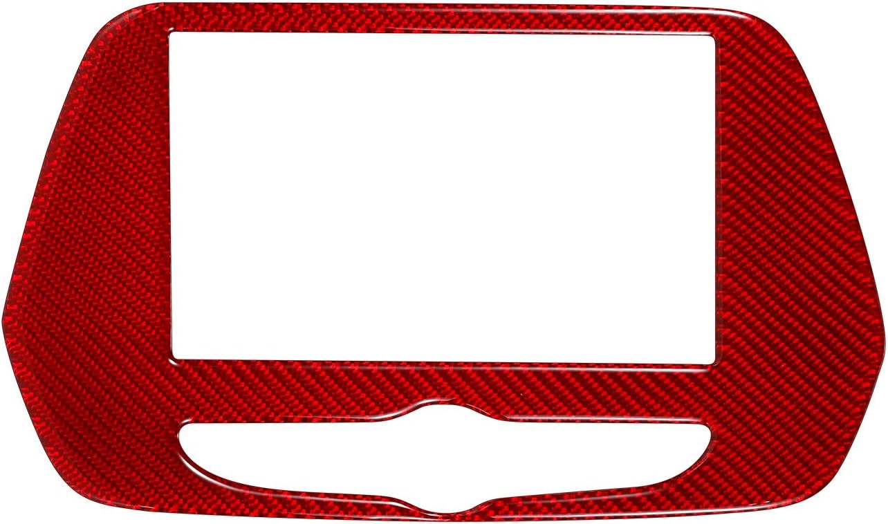 ramuel Compatible with Carbon Fiber Radio Screen Navigation Panel Trim Cover Interior Decoration Sticker for Chevrolet Camaro 2017 2018 2019 2020 Accessories (Red)