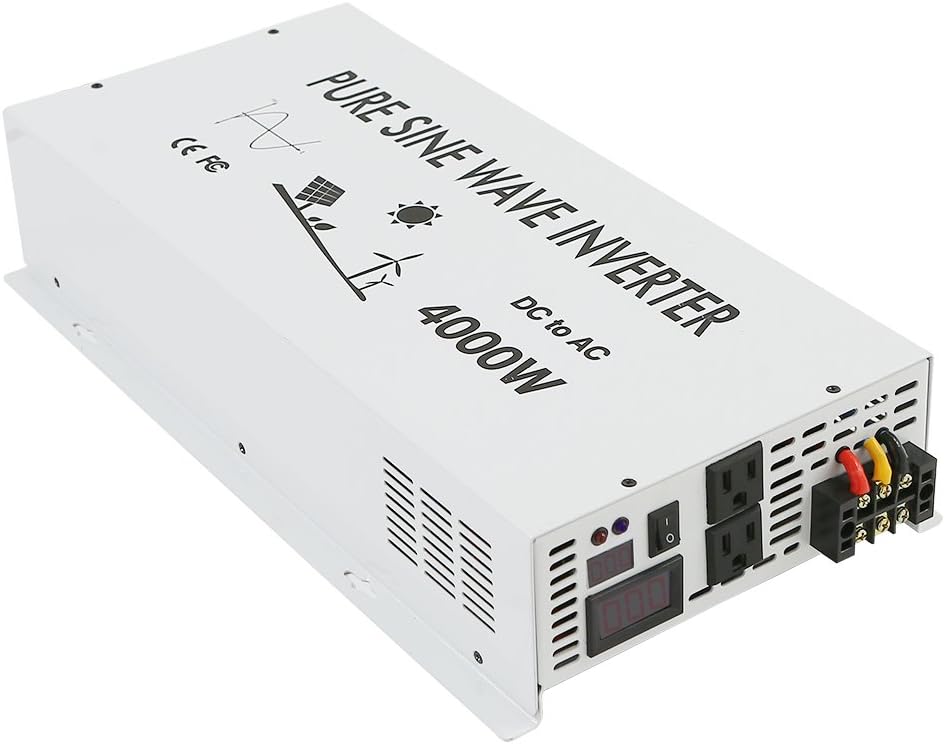 WZRELB 4000W Solar Power Inverter 12V DC to 120V AC Converter Off Grid Pure Sine Wave Inverter
