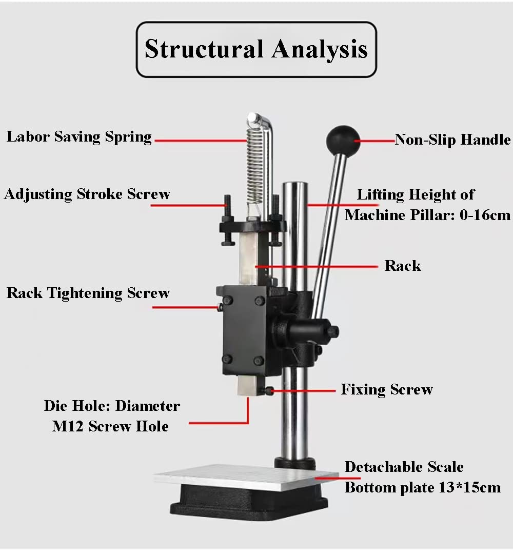 WINB Leather Hole Puncher Hand Punching Machine Manual Press Puncher Punch Tools for DIY Leather Craft Punching Holes (with Aluminum Plate with Scale，1.5-13mm Clamping Chuck) (Style A)