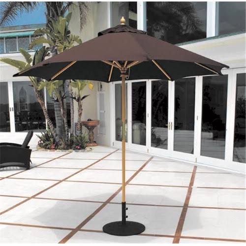 Galtech 9 ft. Light Wood All Purpose Wood Umbrella - Black Suncrylic