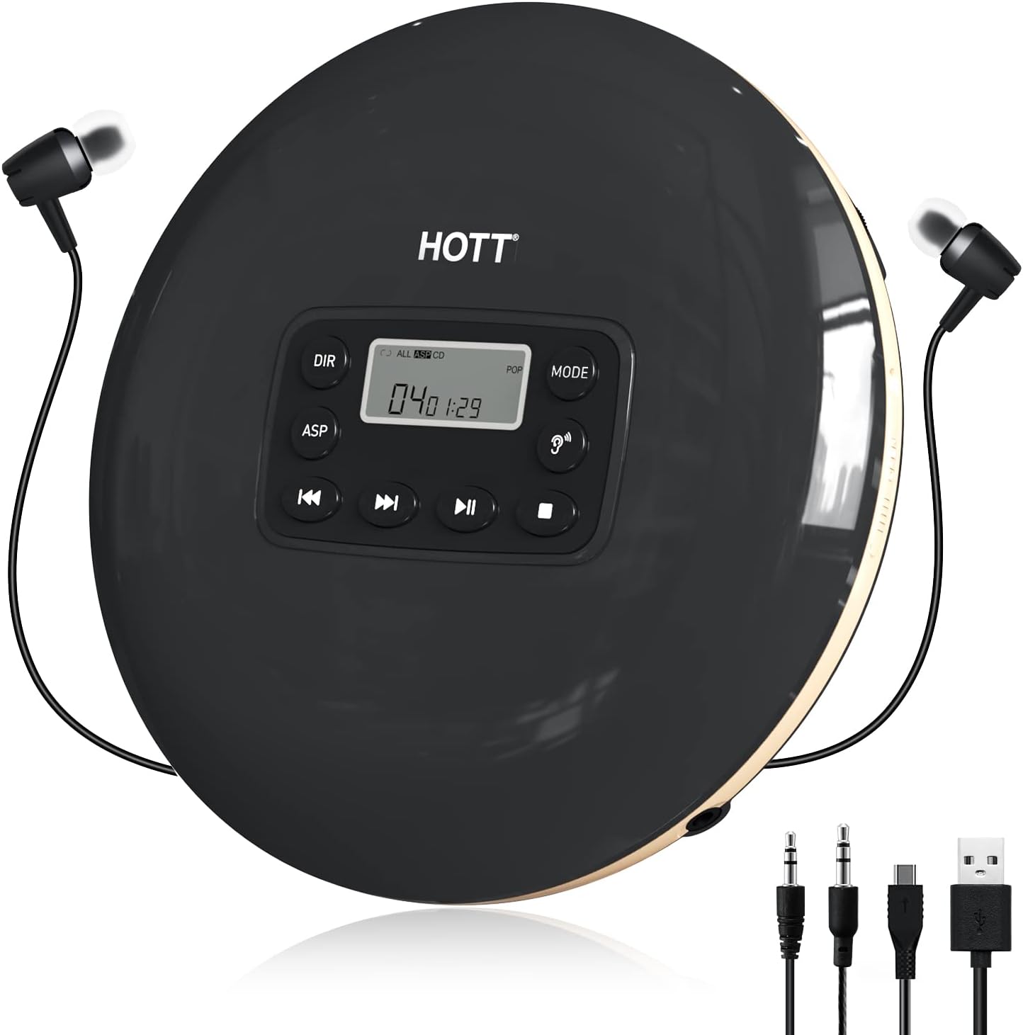 HOTT CD711 Portable CD Player for Car Home Travel with Headphones Pack of 2