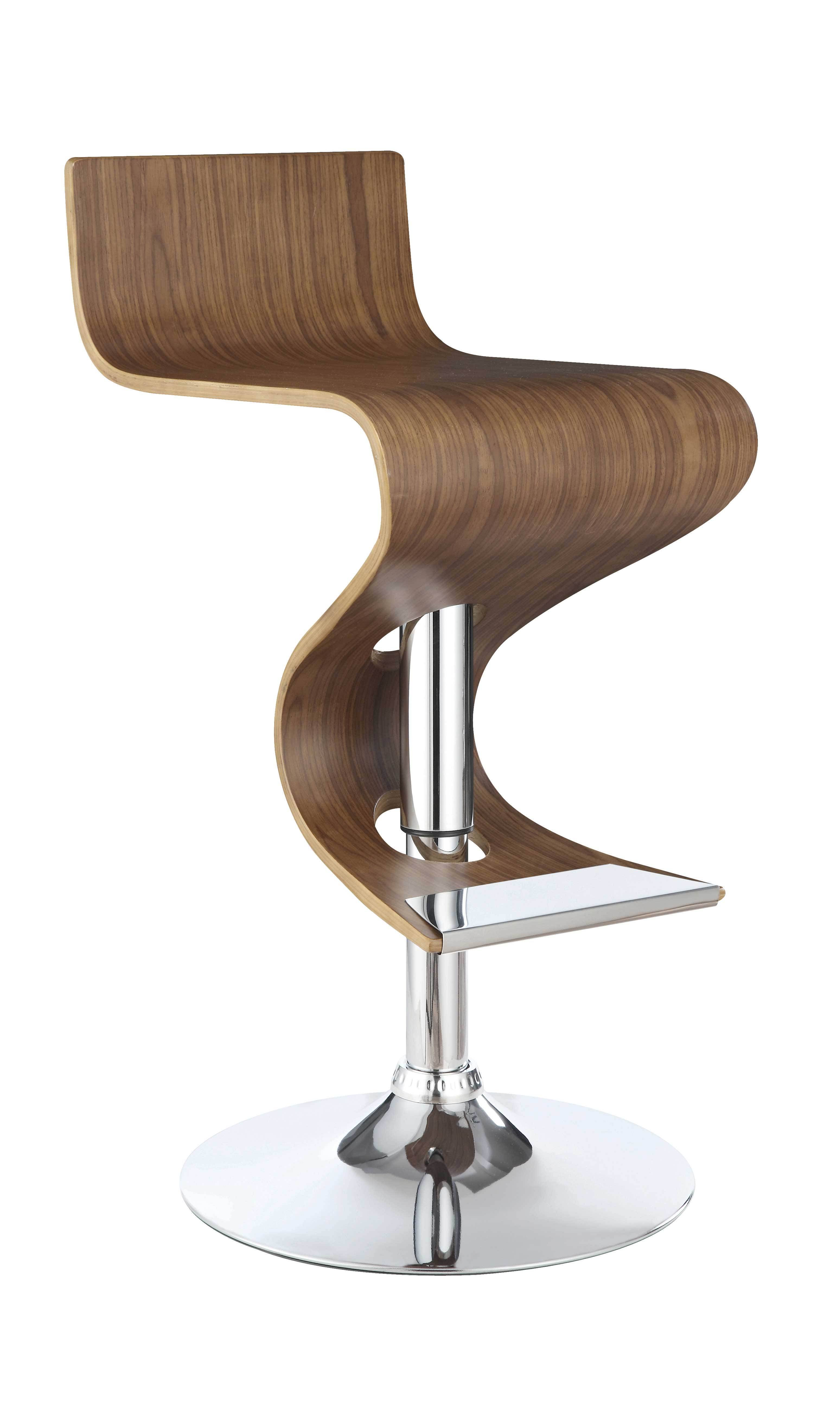 Coaster Furniture Adjustable Height Low Back Bar Stool, Walnut