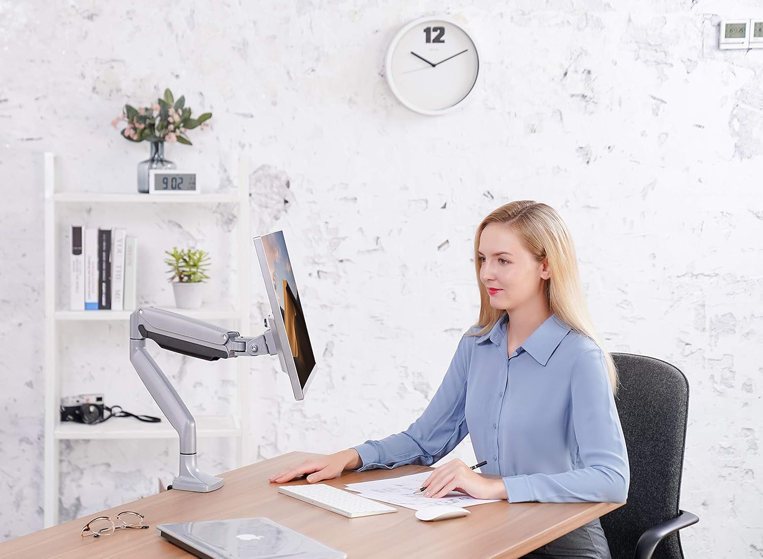 EleTab Single Monitor Arm Stand Full Motion Height Adjustable Monitor Desk Mount Fits for Computer Screen 13 to 34 inches, Hold up to 19.8 lbs Pack of 2