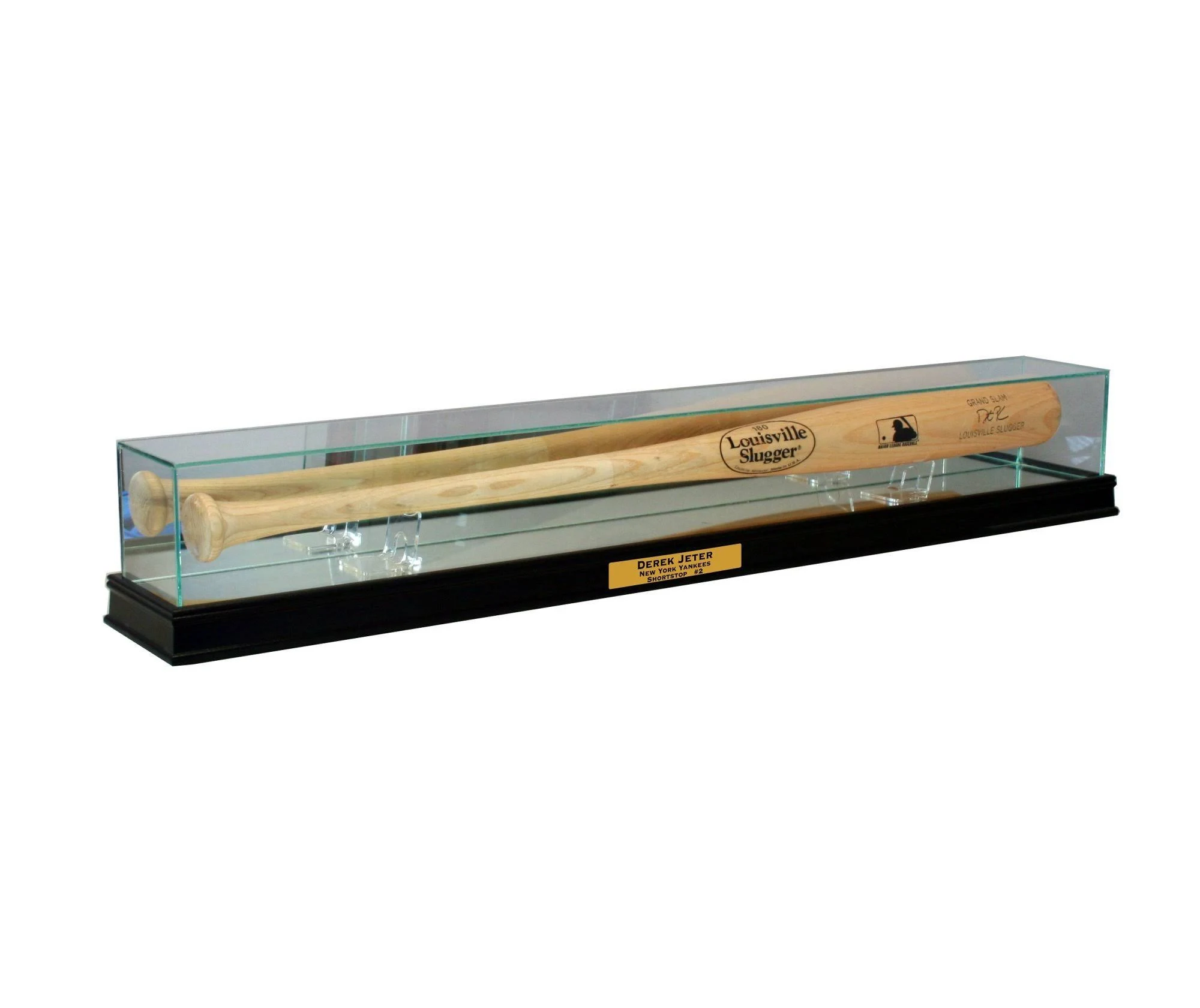 Perfect Cases Baseball Bat Display Case with Sport MOULDING Black w/ Engraving and 99% UV