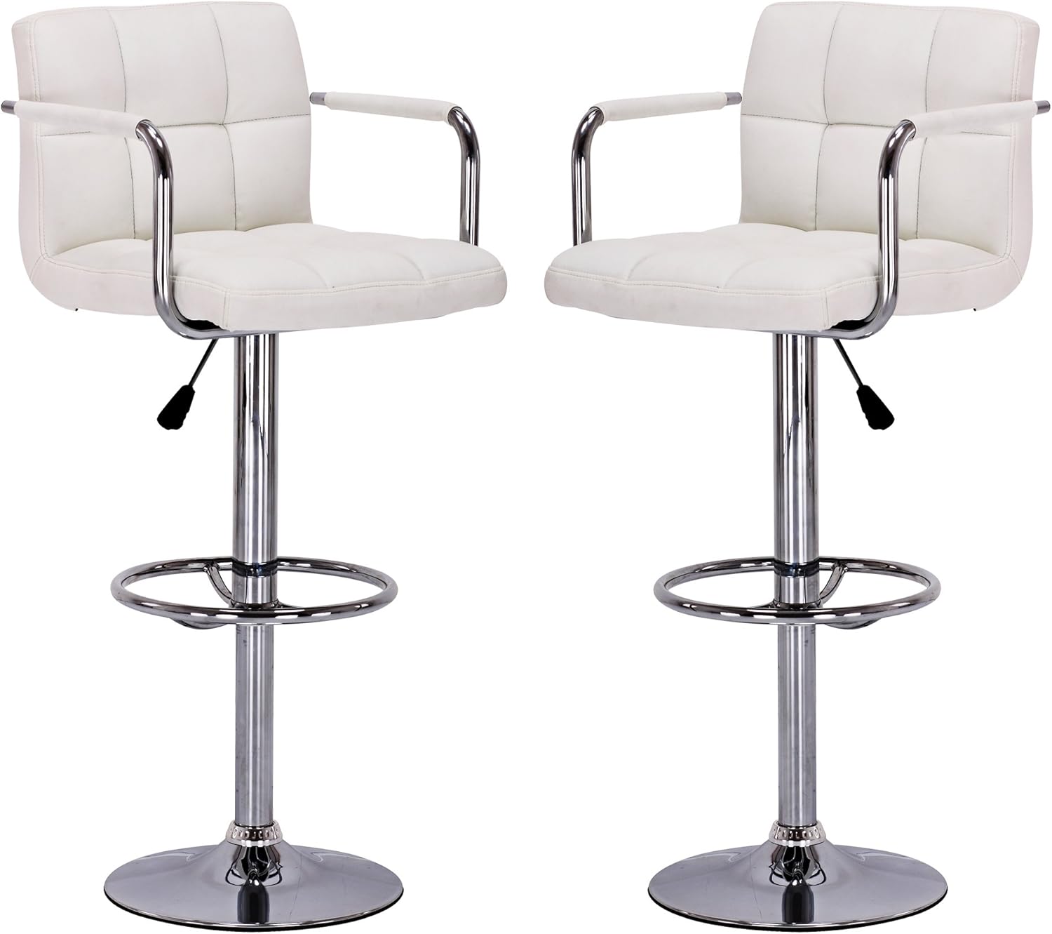 Vogue Furniture Direct Black Leather Adjustable Height Swivel Barstool Set with Armrest and Footrest (Set of 2) VF1581021-2…