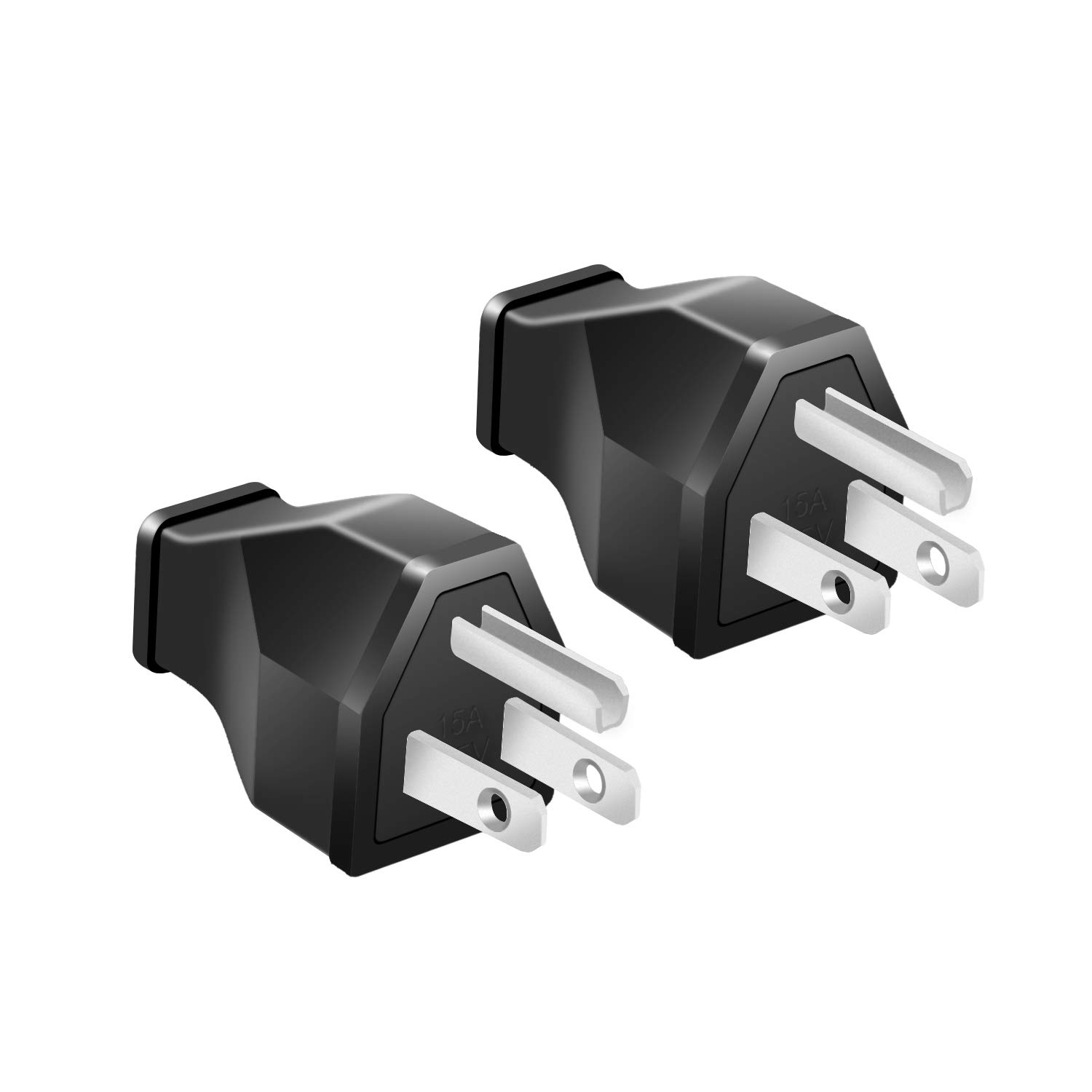 STARELO Extension Cord Ends 125V 15A 2Pole 3Wire Male Straight Blade Plug Replacement Electrical Plugs End 2 PCS (Male) Pack of 2