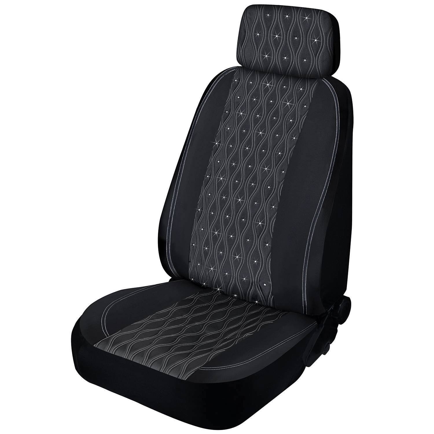 Pilot SWR-0111 Swarovski Wavy Stitch Black Seat Cover