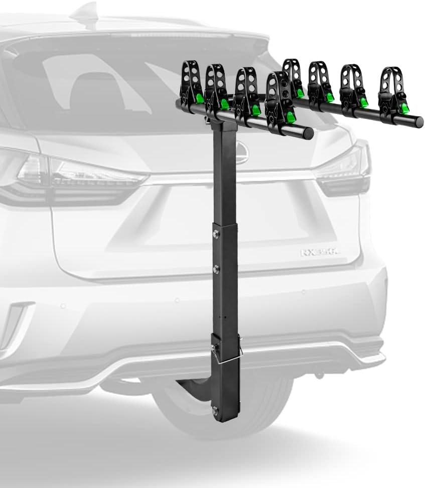 AUREOLE Bike Rack for Car,4 Bike Hitch Racks with 2-Inch Receiver,Bicycle Carrier Racks Hitch Mount Double Foldable Rack for Cars, Trucks, SUV's and Minivans-4 Bike