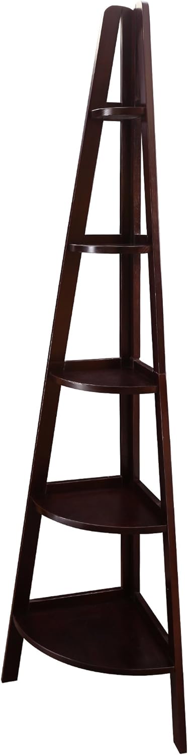 Casual Home 5-Shelf Corner Ladder Bookcase, Espresso (New) Pack of 2