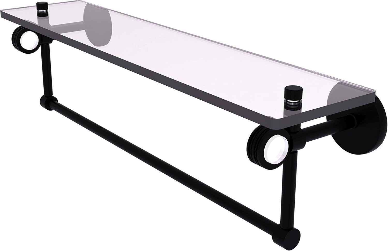 Allied Brass CV-1TBD-22 Clearview Collection 22 Inch Towel Bar and Dotted Accents Glass Shelf, Matte Black