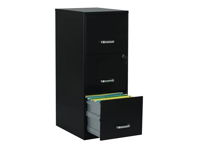 Staples - Vertical filing cabinet - 3 drawers - metal - black