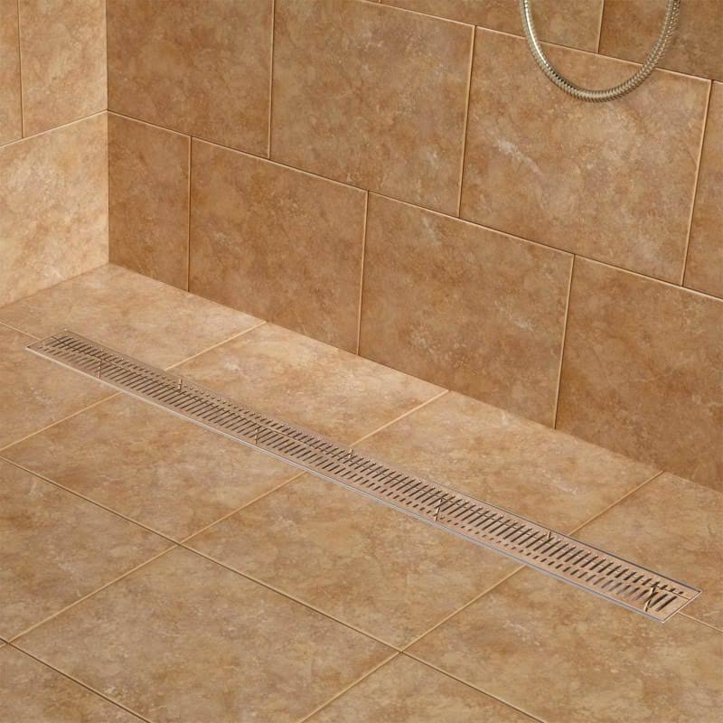 Signature Hardware 931289-40-F Rowland 40x22 Linear Shower Drain with Flange Polished Stainless Steel Shower Accessories Shower