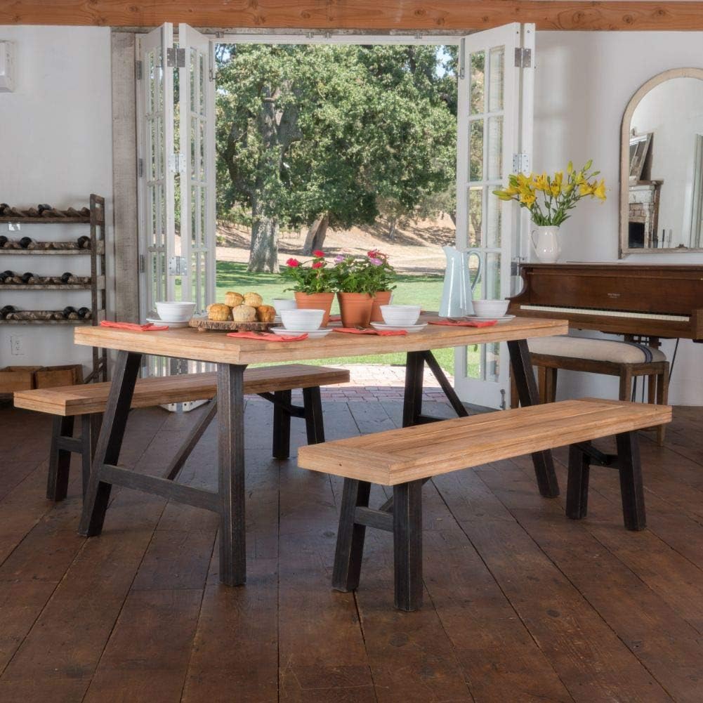 Christopher Knight Home Cottage Acacia Wood Dining Set, Brushed Grey