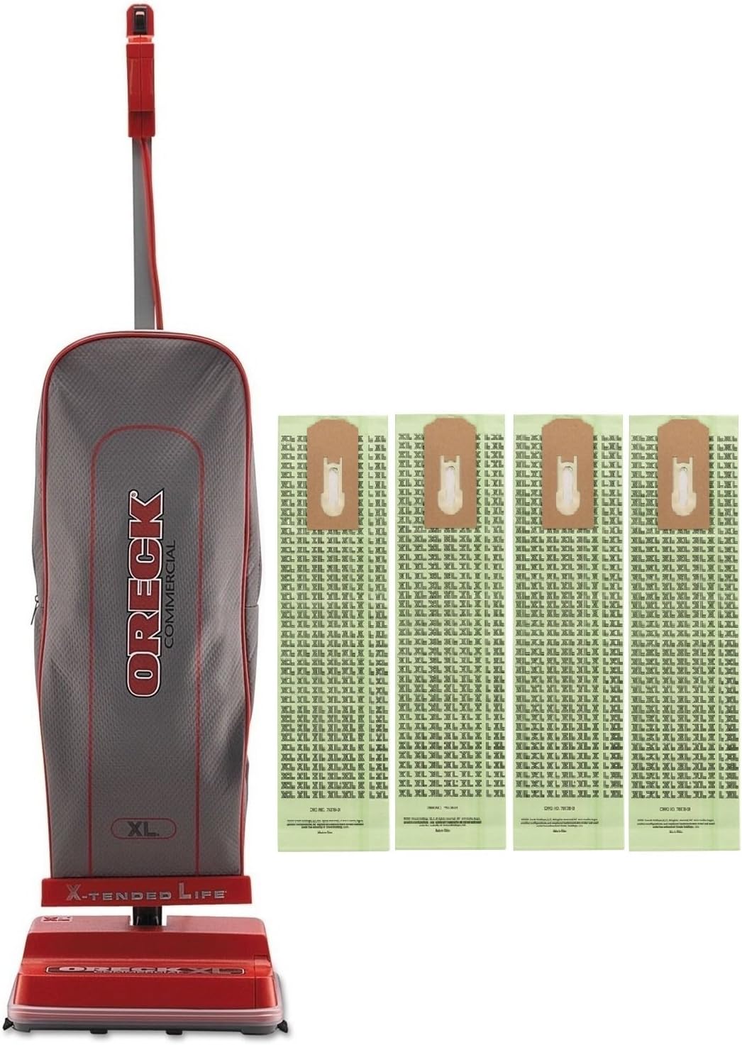 Oreck Commercial U2000R-1 120 V Red/Gray Upright Vacuum Bundle with 4 Oreck Advance Filtration Hypo-Allergenic Bags