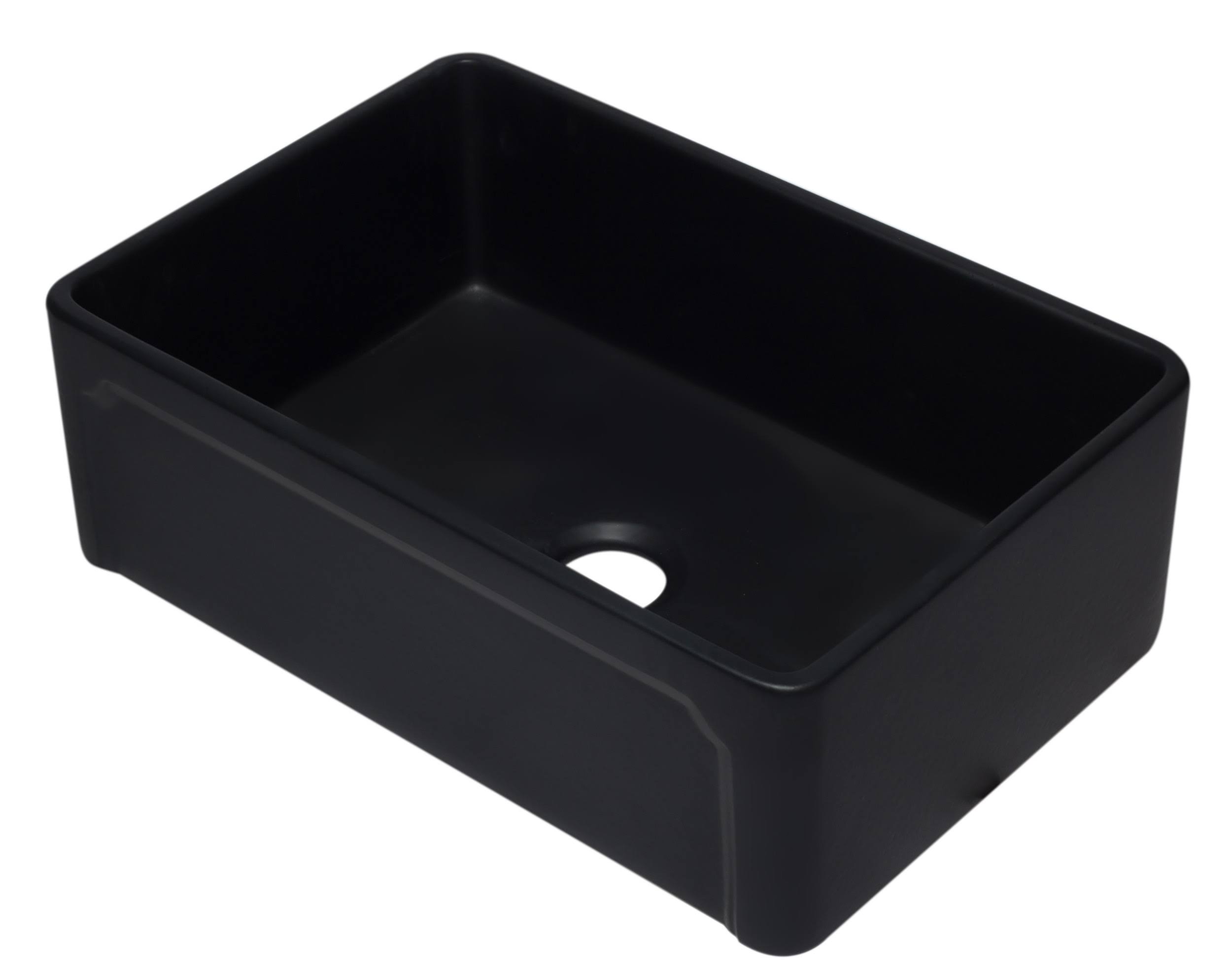 Alfi Brand AB3020SB-BM 30x22 Black Reversible Single Fireclay Farmhouse Kitchen Sink