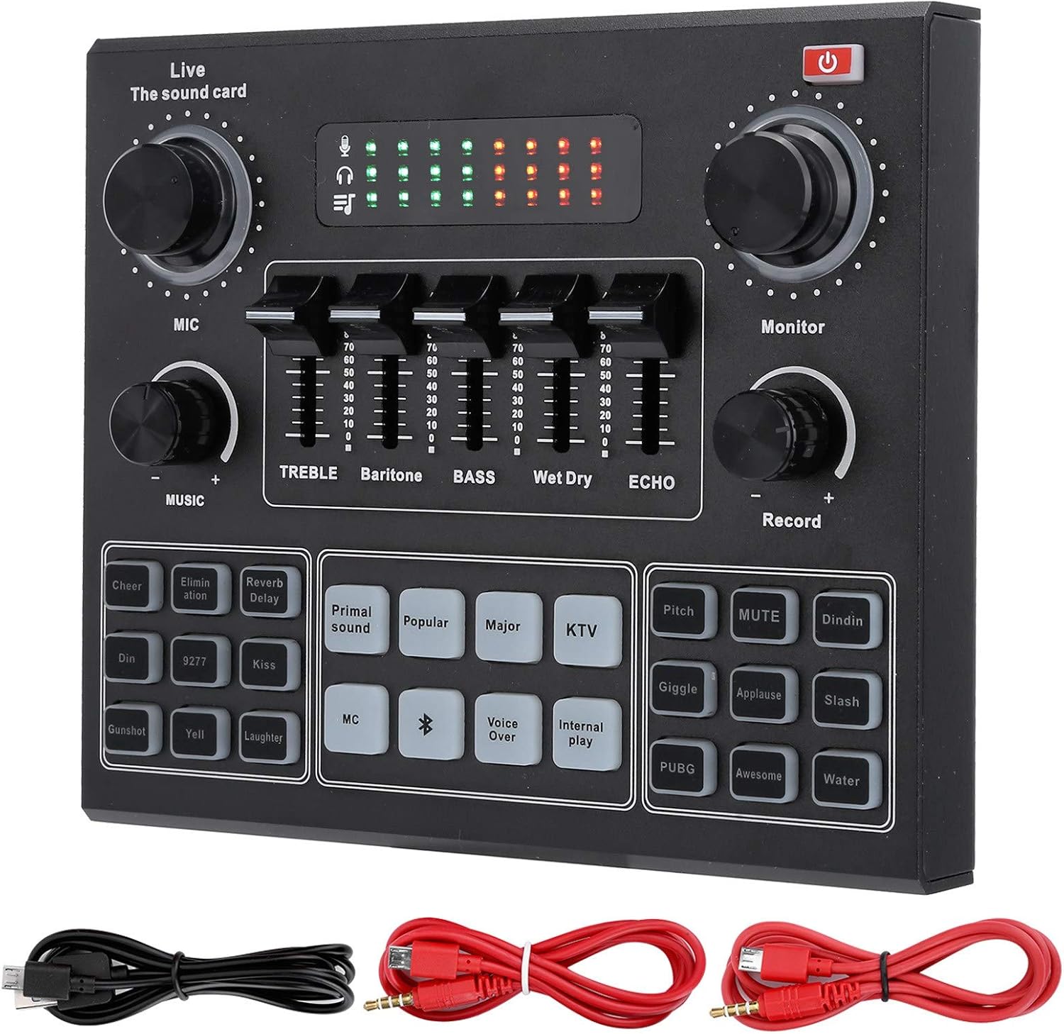 V9 Bluetooth Sound Card Stereo Audio Mixer with Effects and Voice Change for Computer Game Mobile Phone Live Broadcast Pack of 2