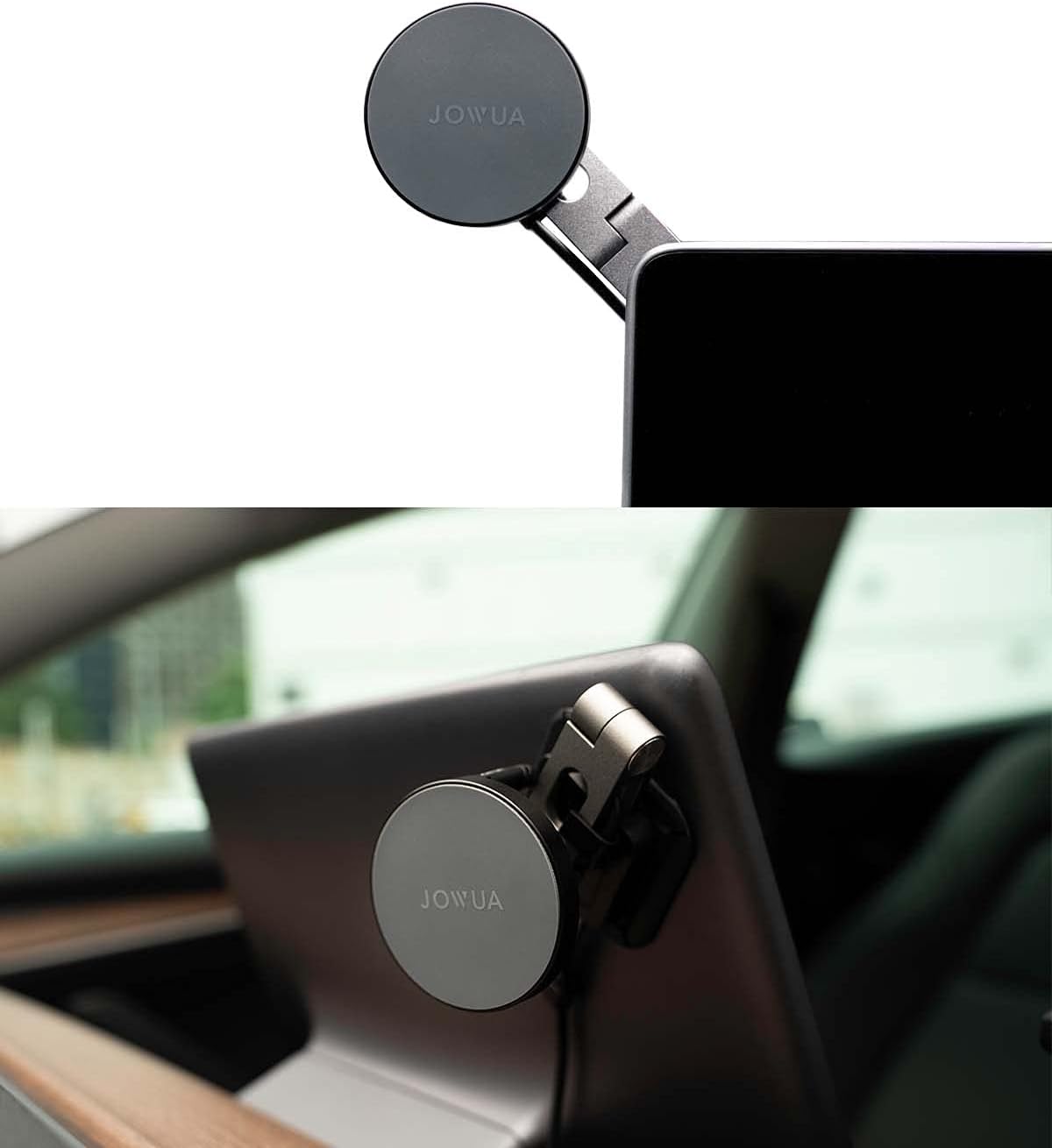 JOWUA Invisible Foldaway Car Mount Compatible for MagSafe Wireless Charger, Compatible for Tesla Model 3 Model Y, Support Wireless Charging Pack of 2
