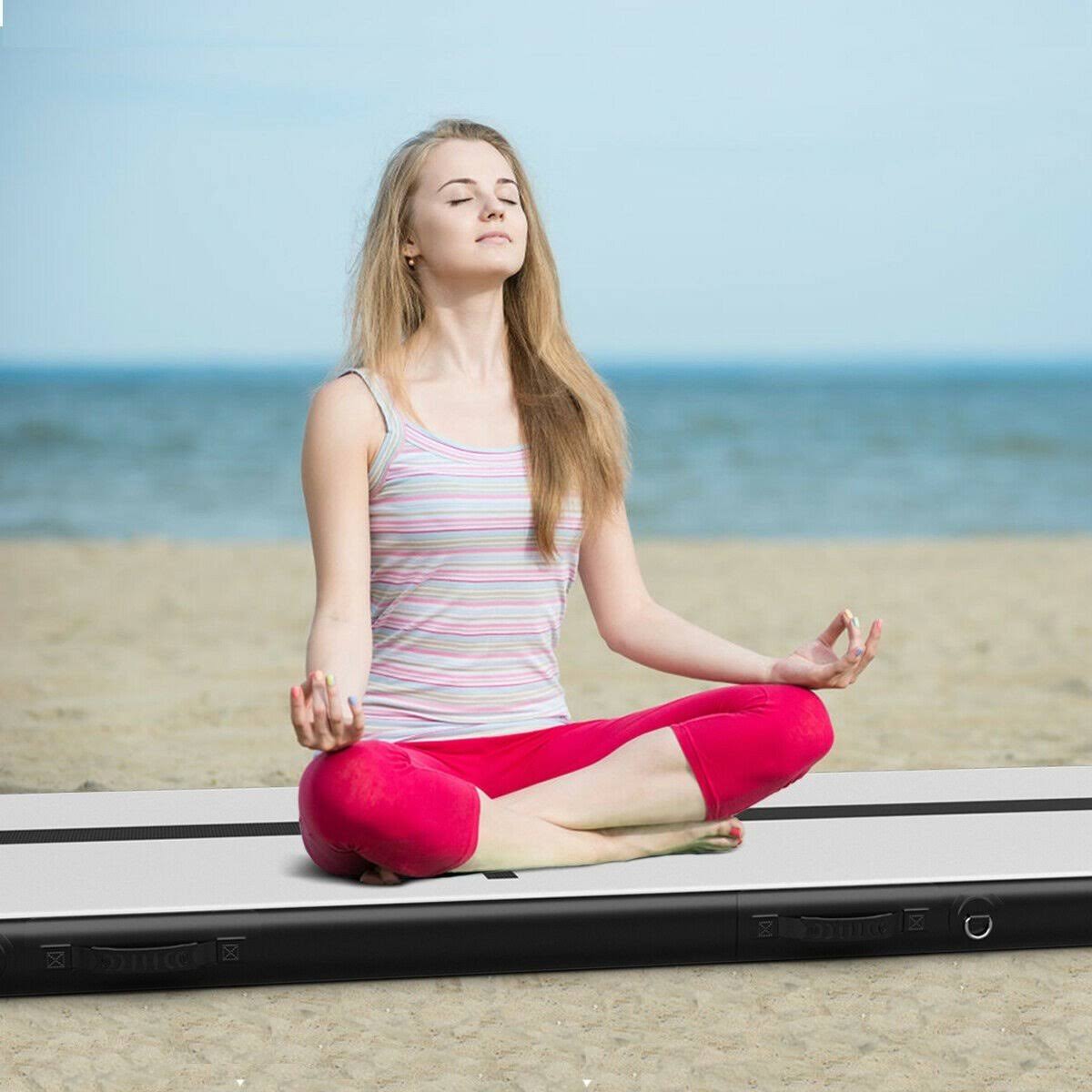 Costway Air Track Inflatable Gymnastics Tumbling Mat with Pump-Black